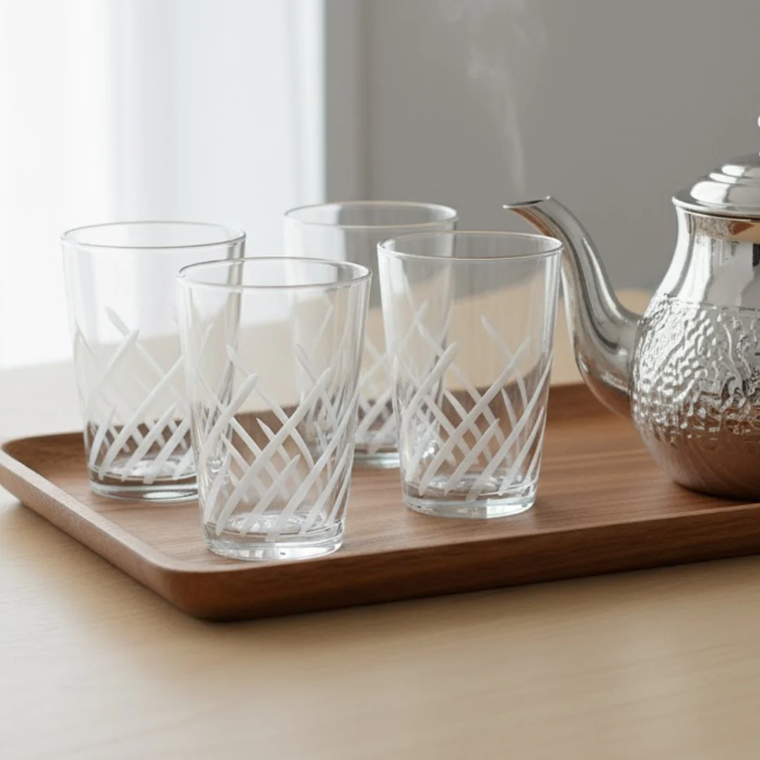 Set 6 verres à thé gravés - Image 2