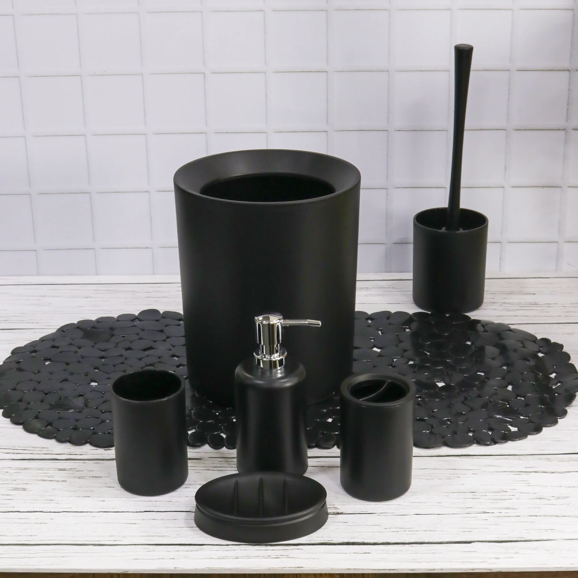 Set accessoires salles de bain 6pcs + tapis salle de bain ovale 69x35cm - Image 19