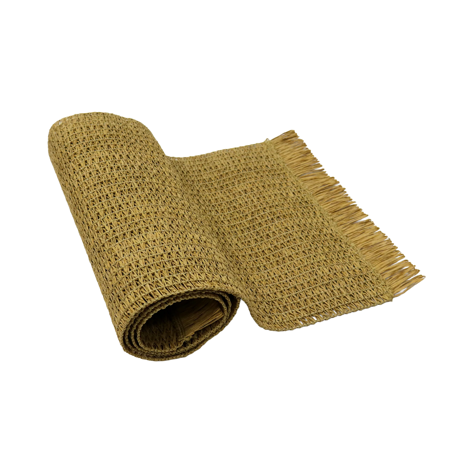 Set chemin de table 120x30cm + 6 sets de table 45x30cm + boite mouchoir 31cm en paille - Image 2