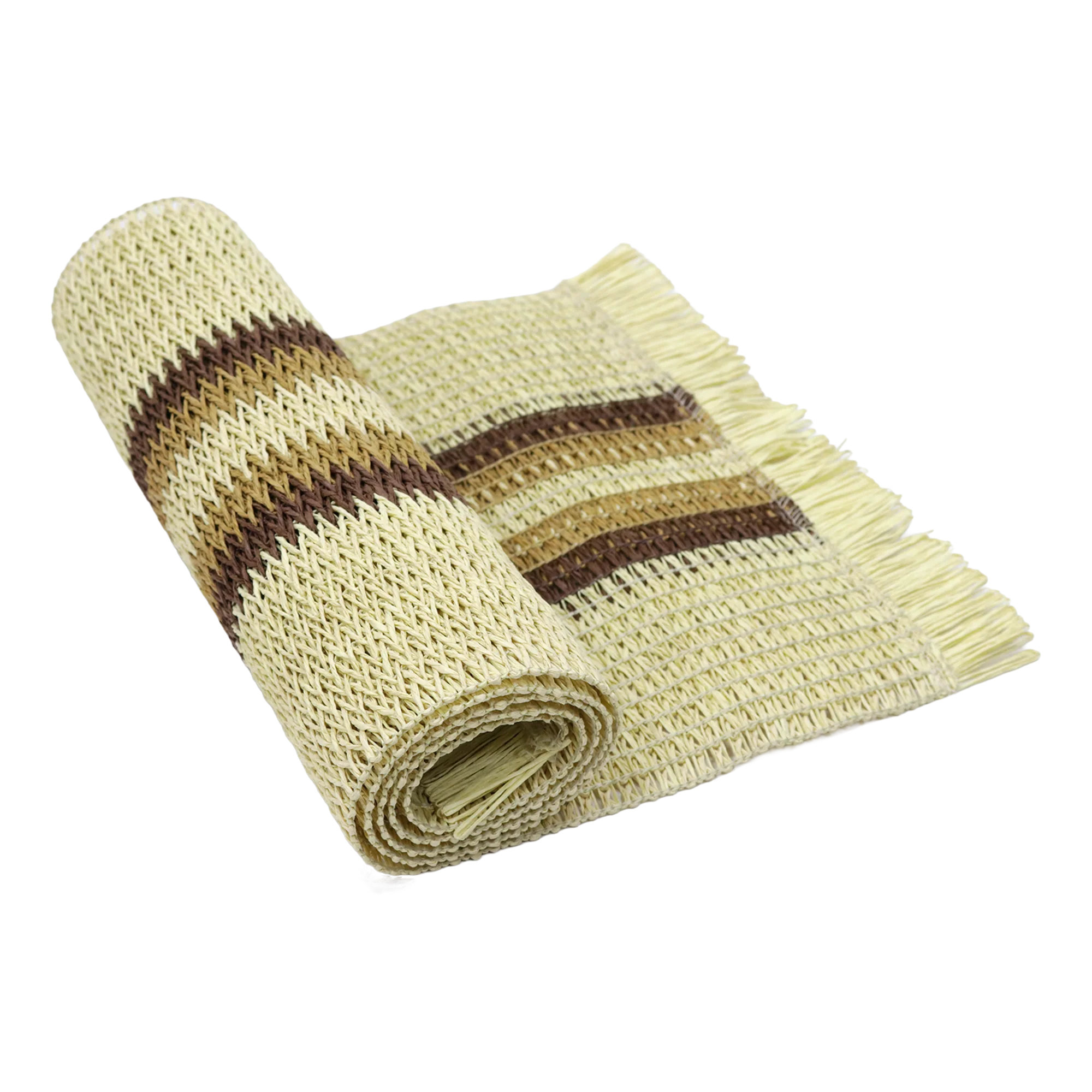 Set chemin de table 120x30cm + 6 sets de table 45x30cm + boite mouchoir 31cm en paille - Image 2