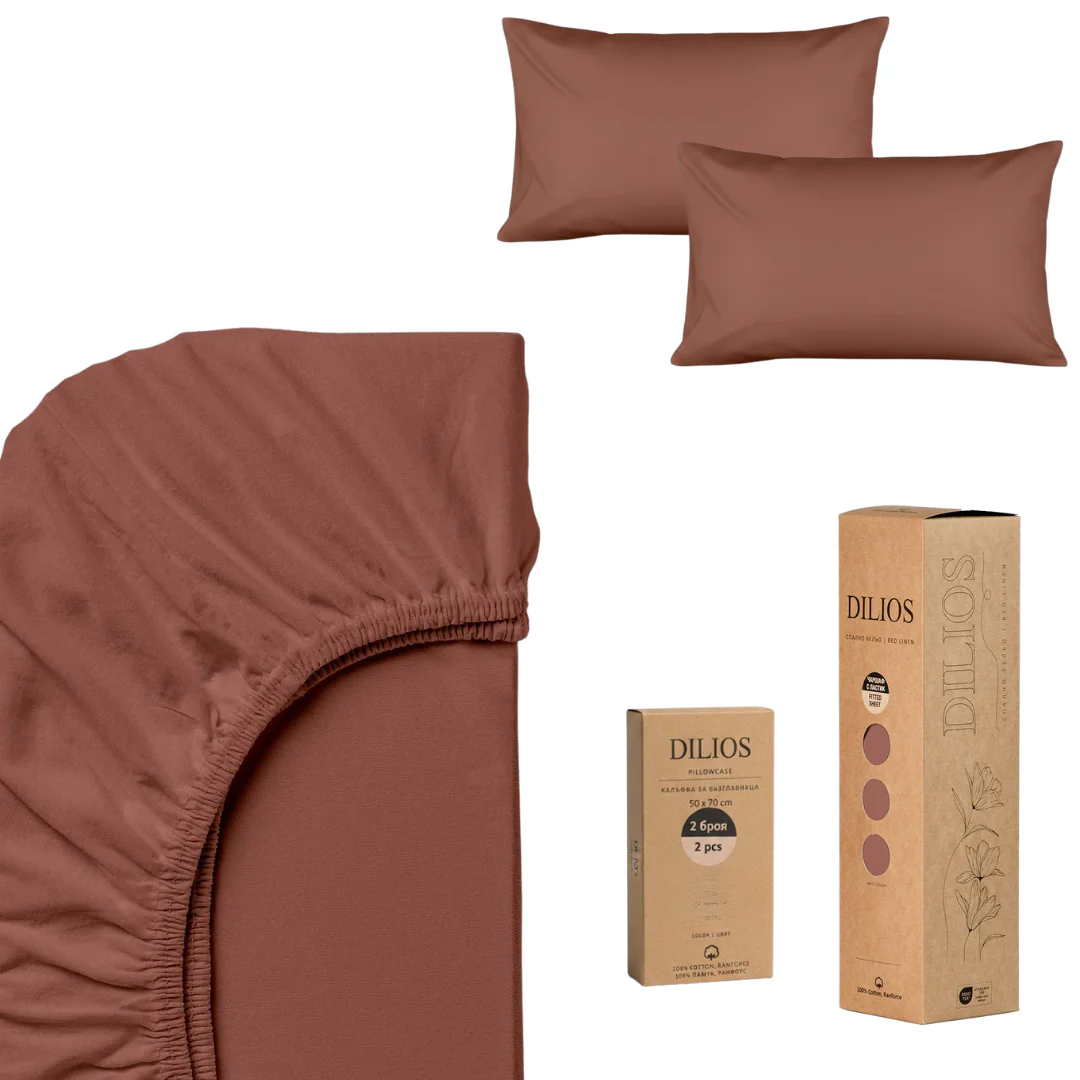 Set drap housse 140x200x25cm + 2 taies d'oreiller 50x70cm en coton - Image 7