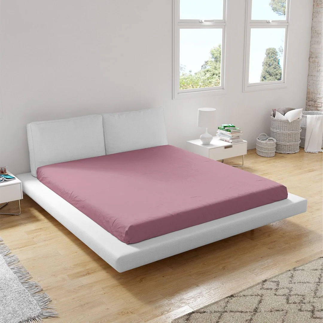 Set drap plat 240x260cm + 2 taies d'oreiller 50x70cm en coton - Image 4