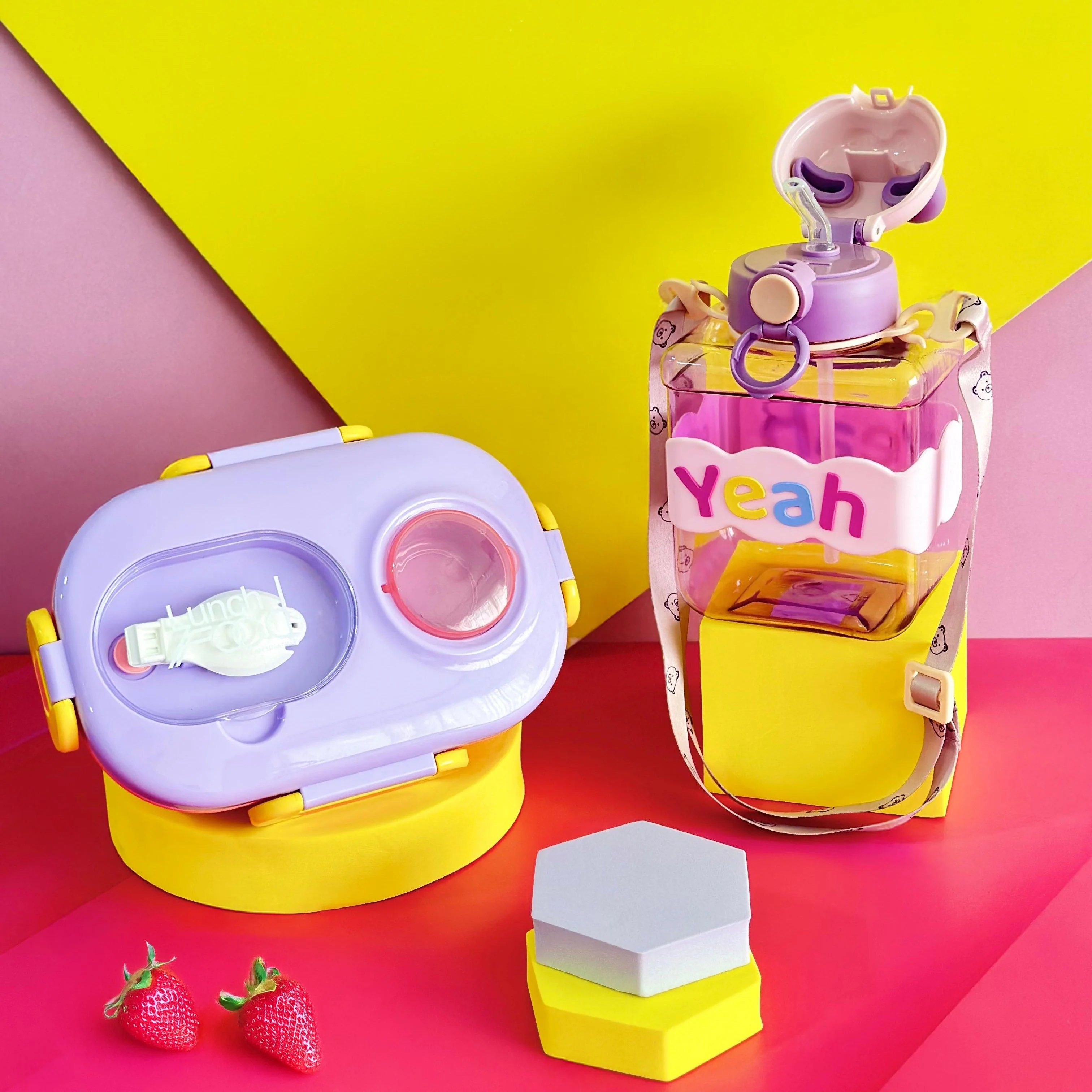 Set lunch box en plastique + gourde 900ML - Image 2