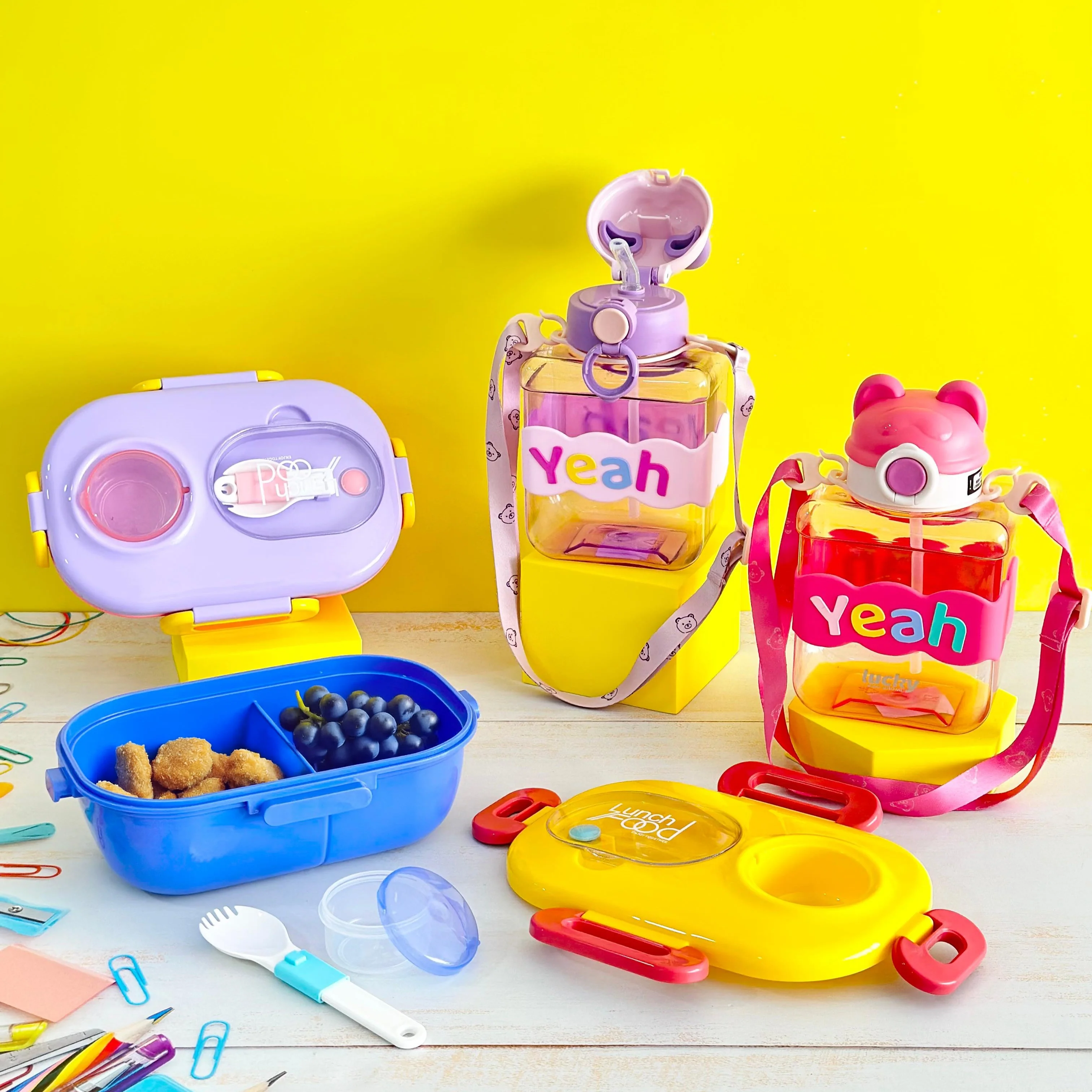 Set lunch box en plastique + gourde 900ML - Image 4