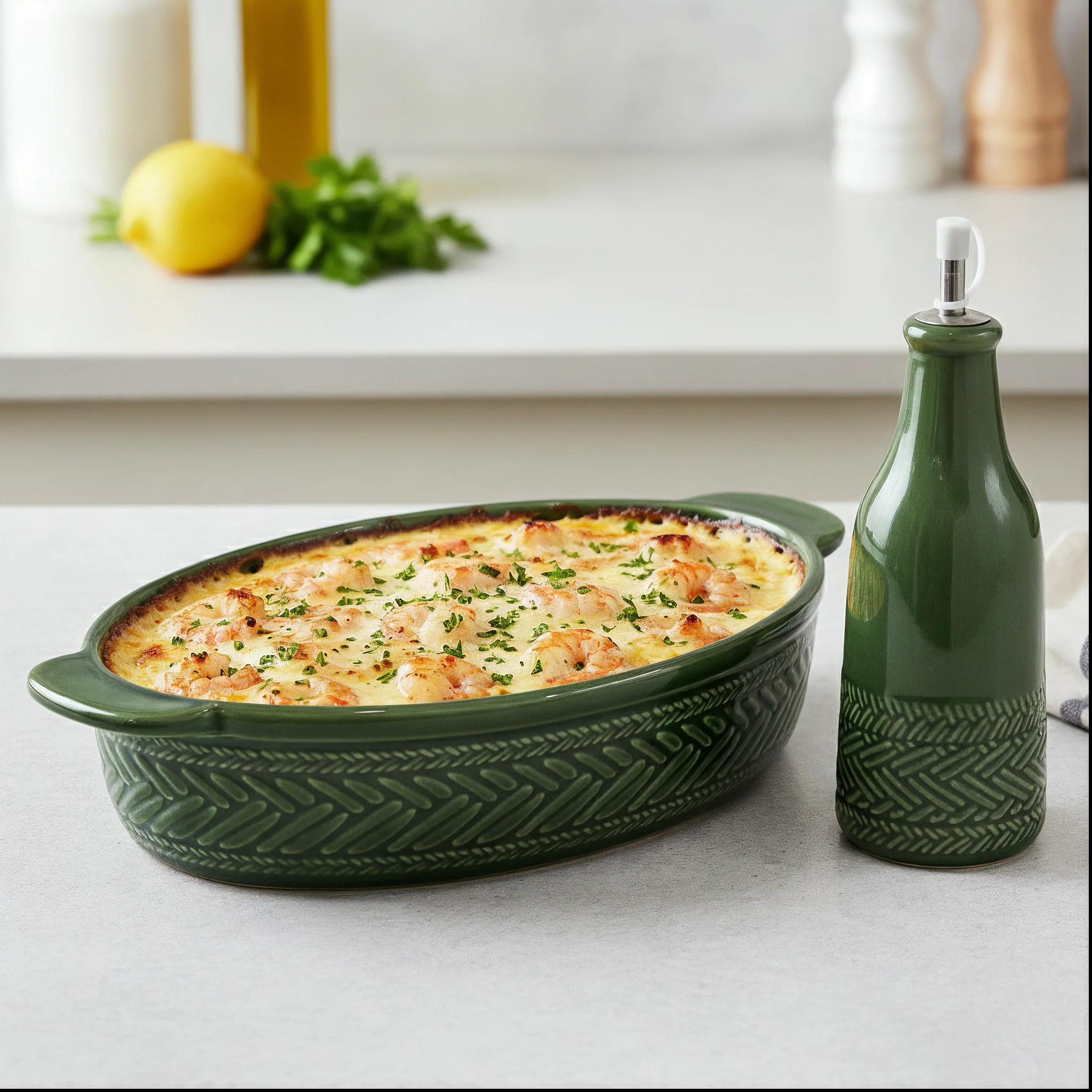 Set moule en céramique 30cm + huilière en céramique 375ML - Image 2