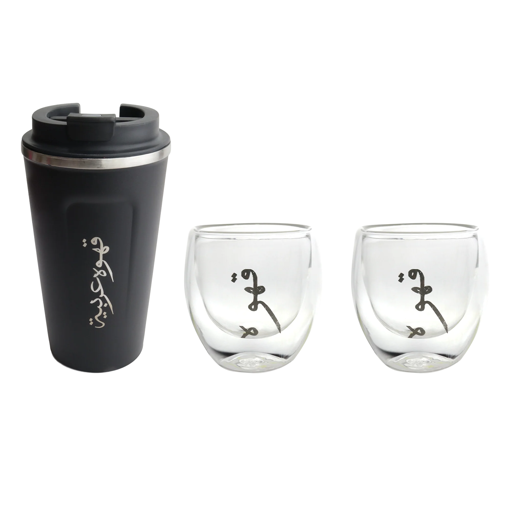 Set thermos en inox 510ML + 2 tasses en verre double paroi 6x7cm - Image 8