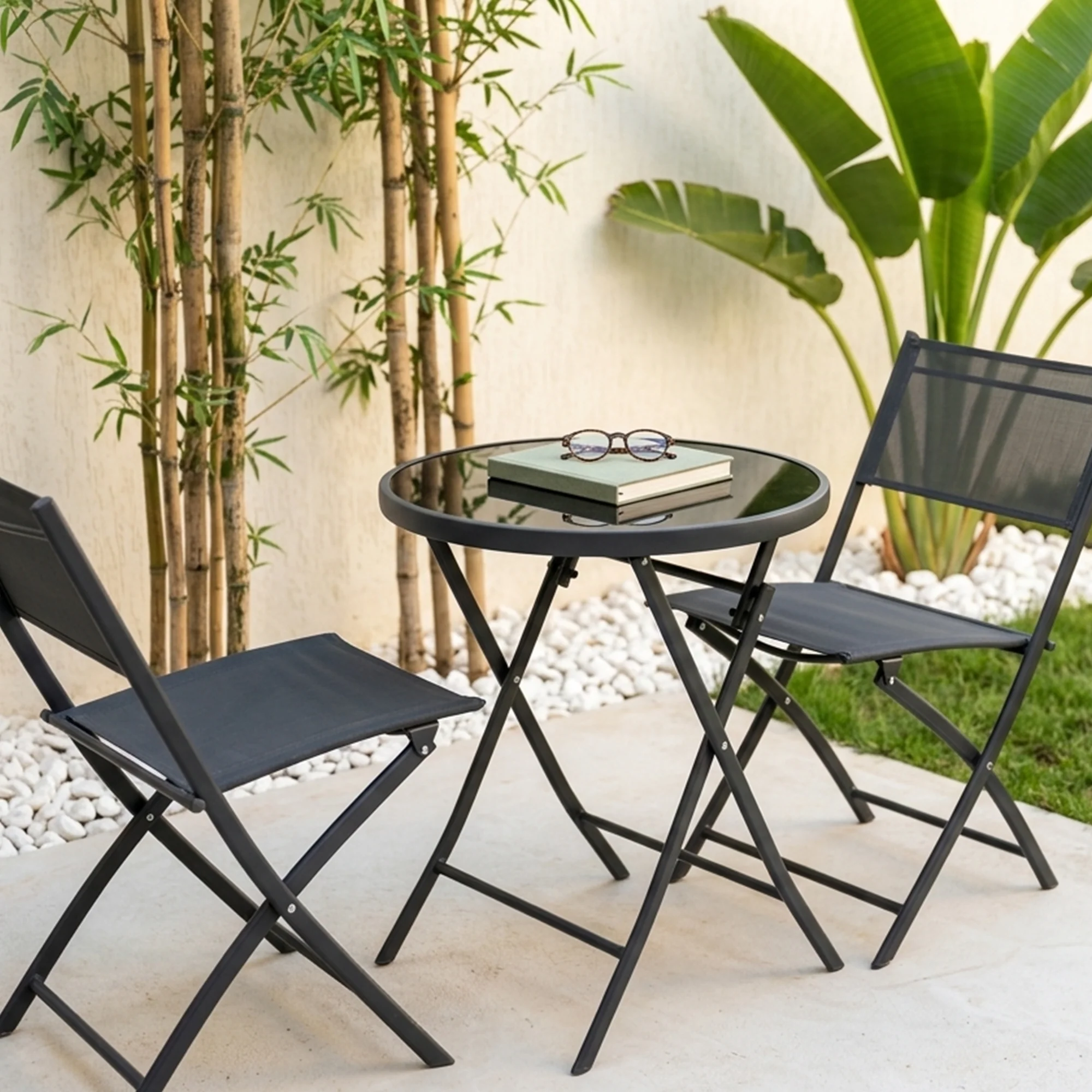 Table 60cm + 2 chaises en métal - Image 3