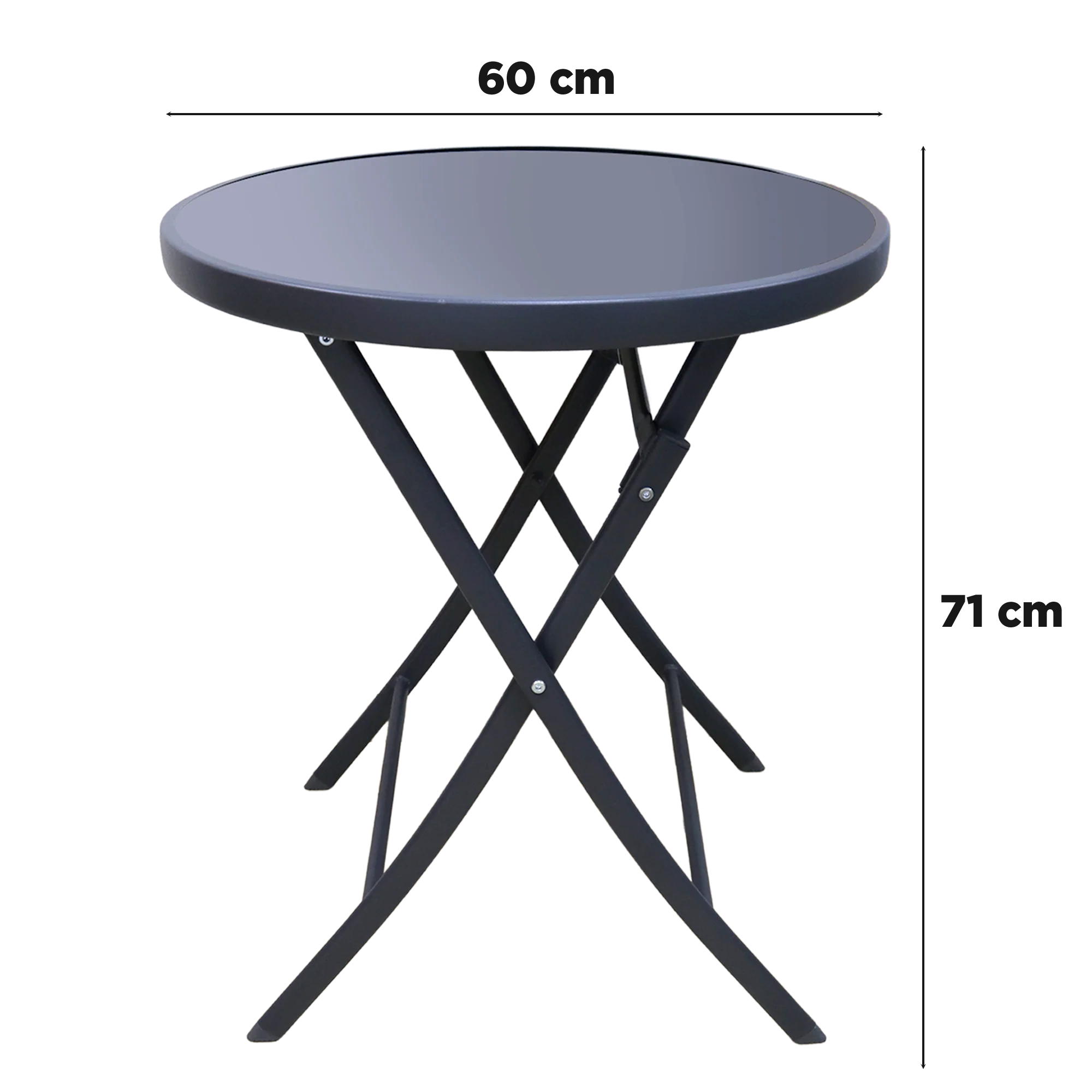 Table 60cm + 2 chaises en métal - Image 5