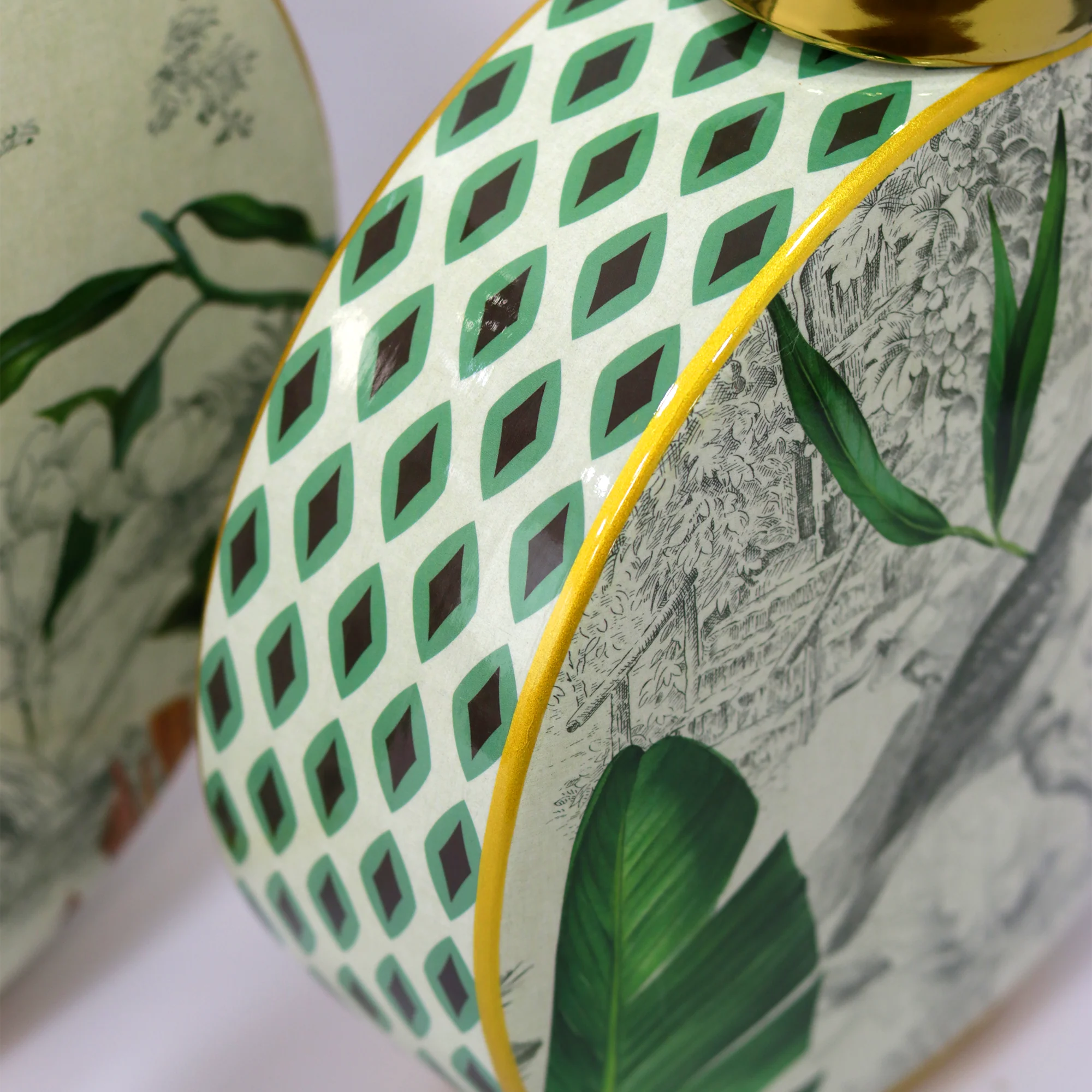 Vase décoratif avec couvercle en céramique 33x27cm - Image 3