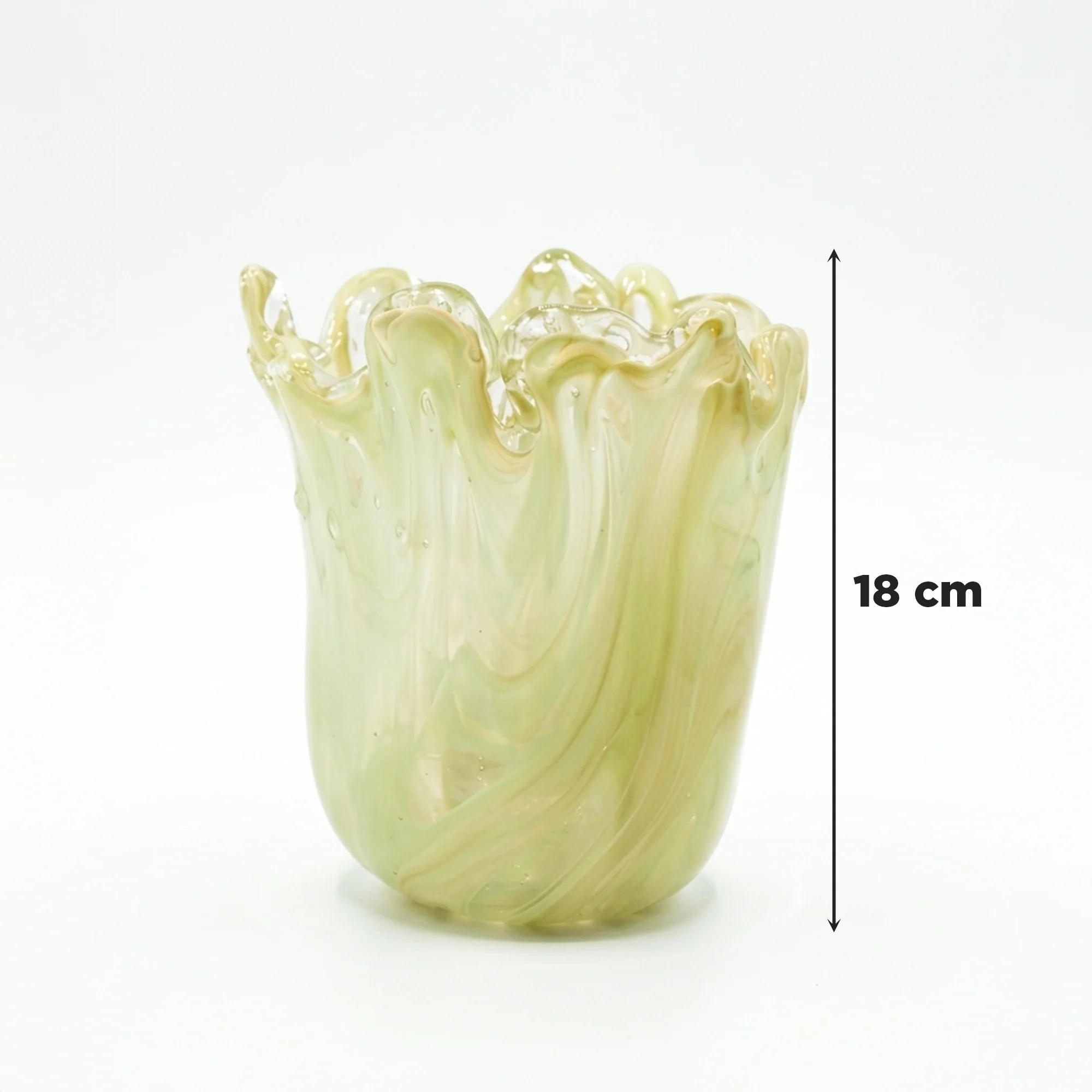 Vase décoratif en verre jaune 18x15cm - Image 3