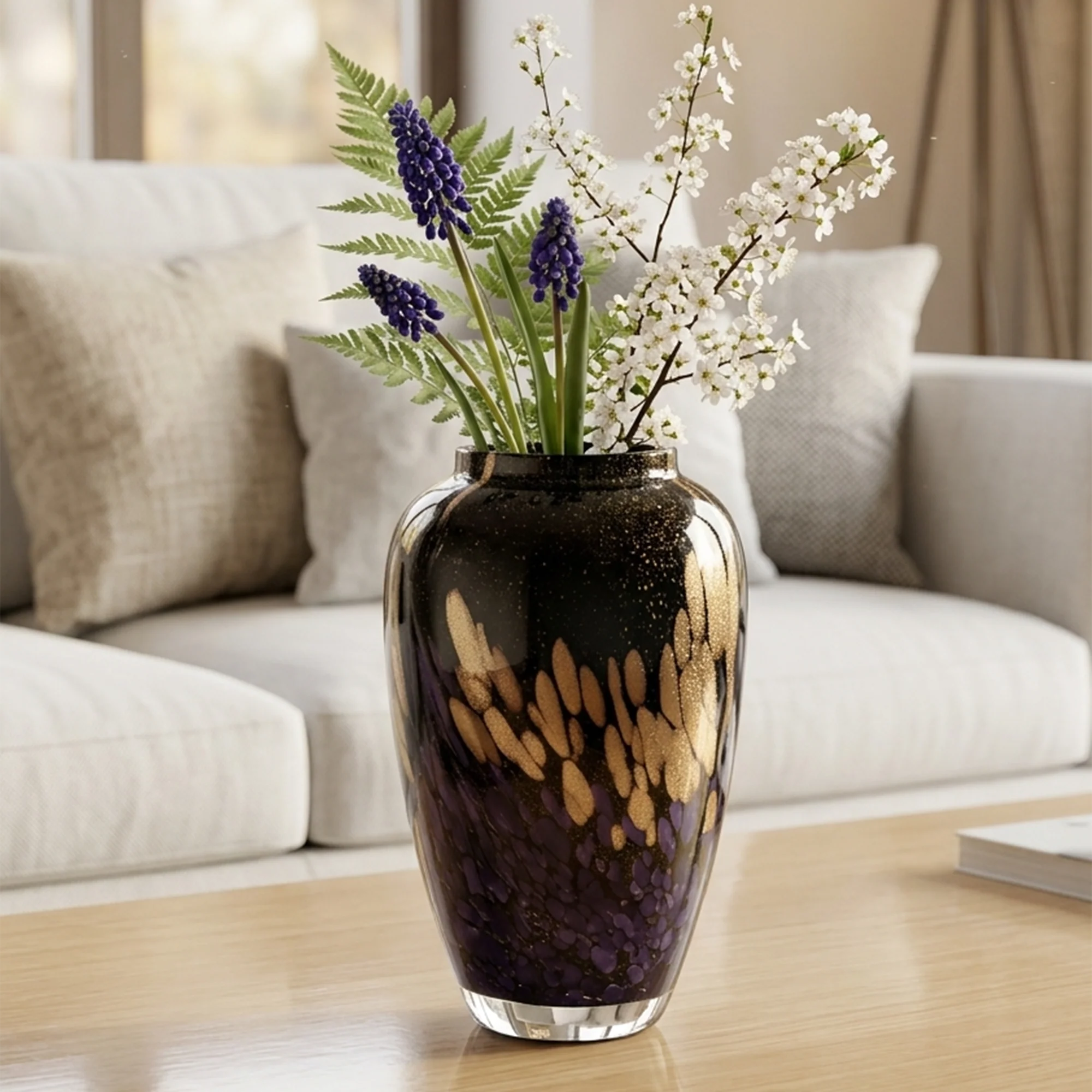 Vase décoratif en verre marron 23cm - Image 2