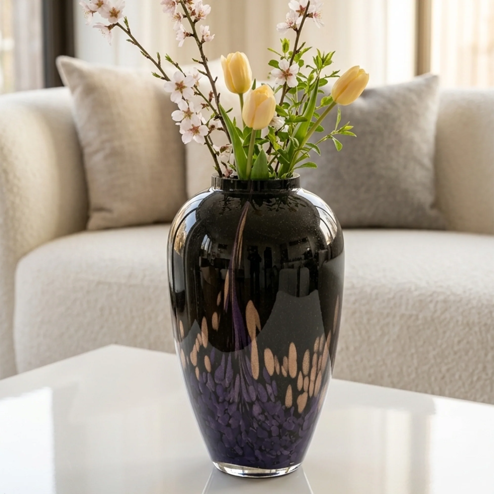 Vase décoratif en verre marron 30cm - Image 2