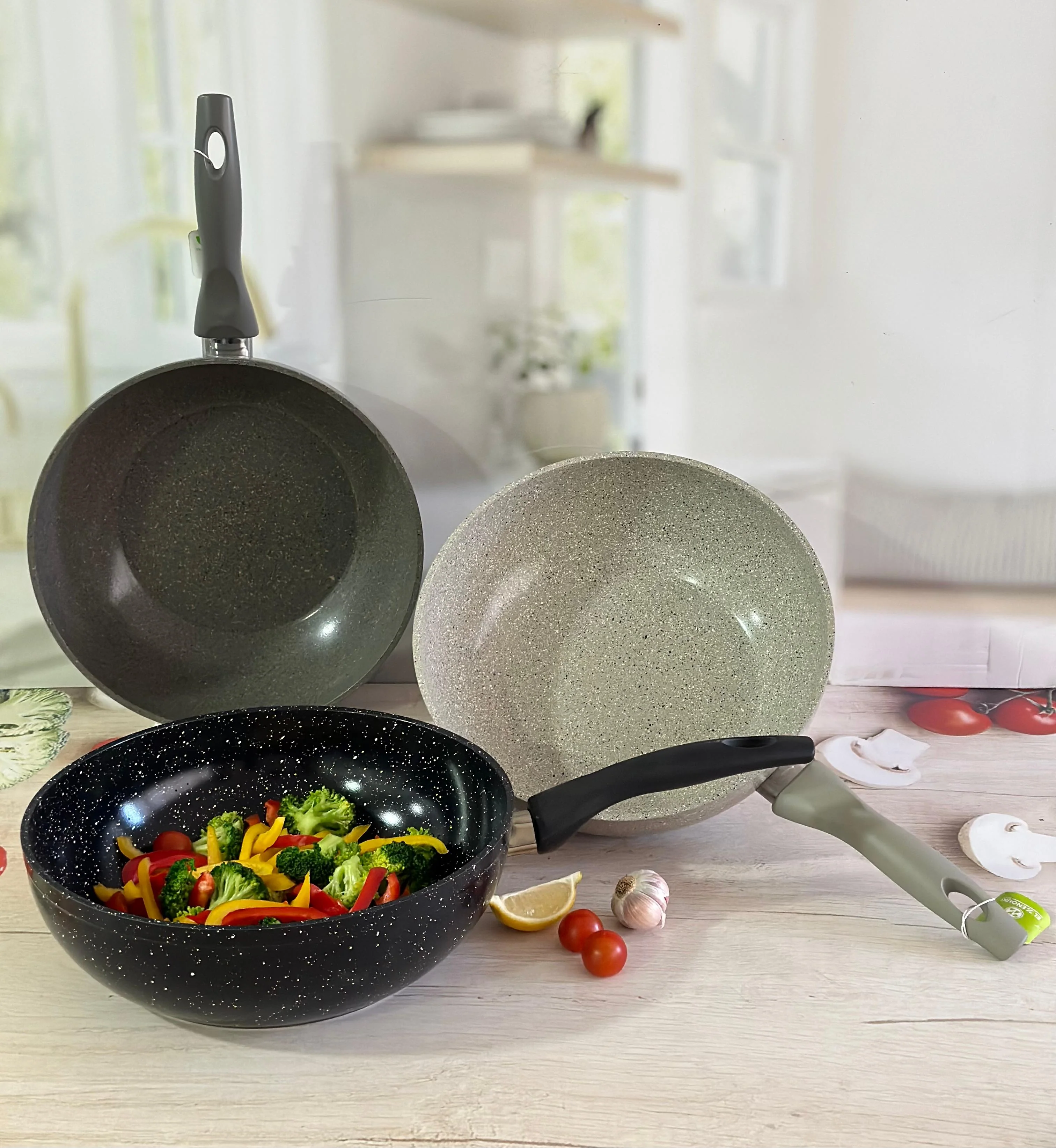 Wok beige granite 28cm - Image 2