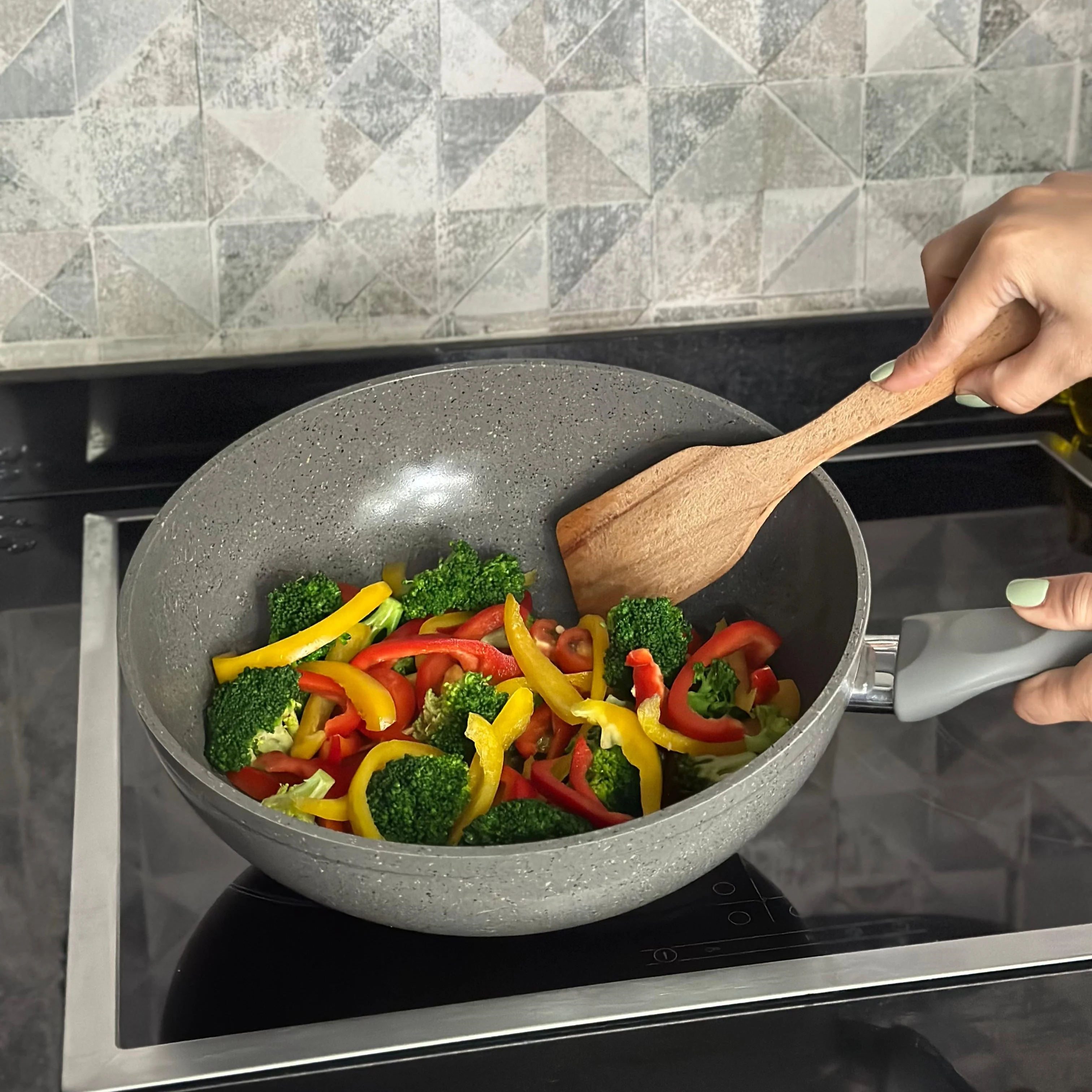Wok gris granite 28cm - Image 2